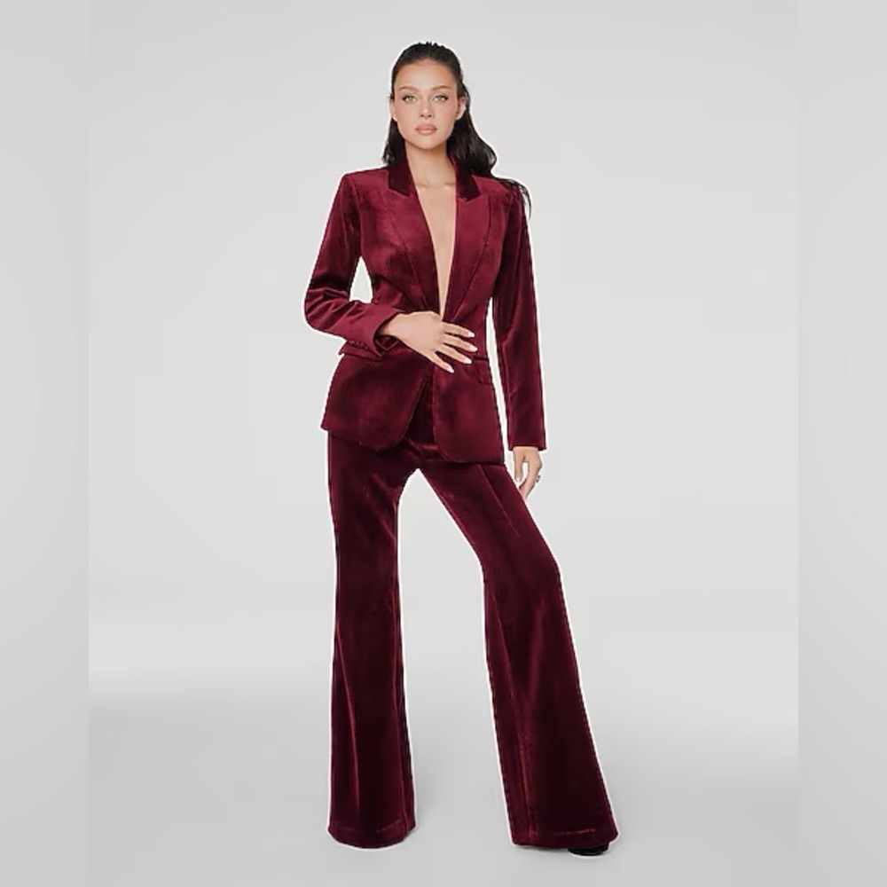 Express Velvet Corduroy Blazer & Flare Pants Set